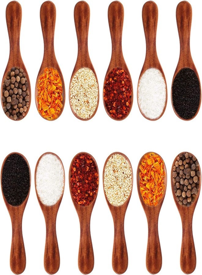 Craftland Wooden Spice/Masal Small Spoon For Tea Coffee Sugar Condimants & Small Containers/Jar (Set Of 12 (Brown)) - 7.50 Cm - Image 1
